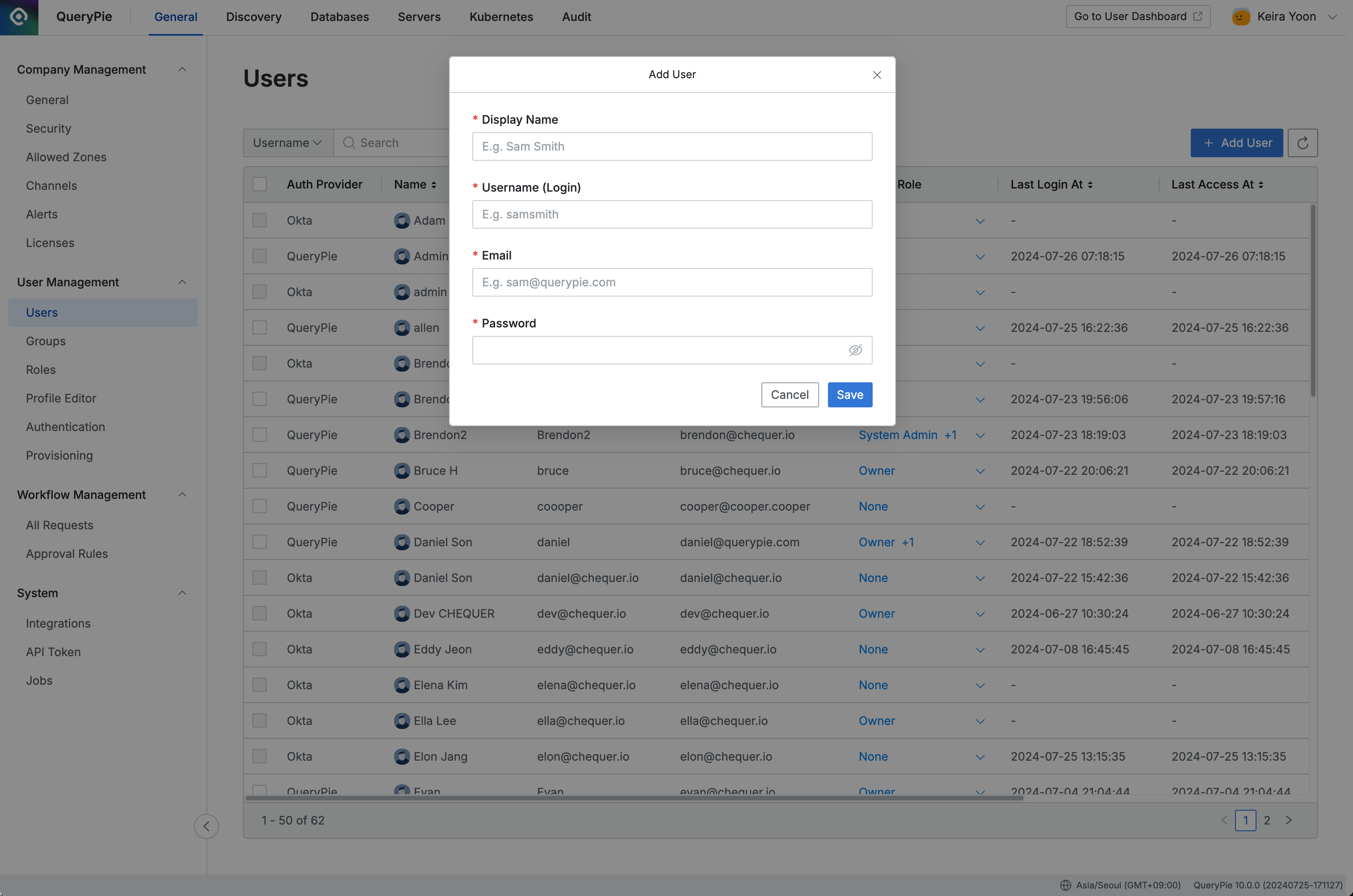 Administrator > General > User Management > Users > Add User