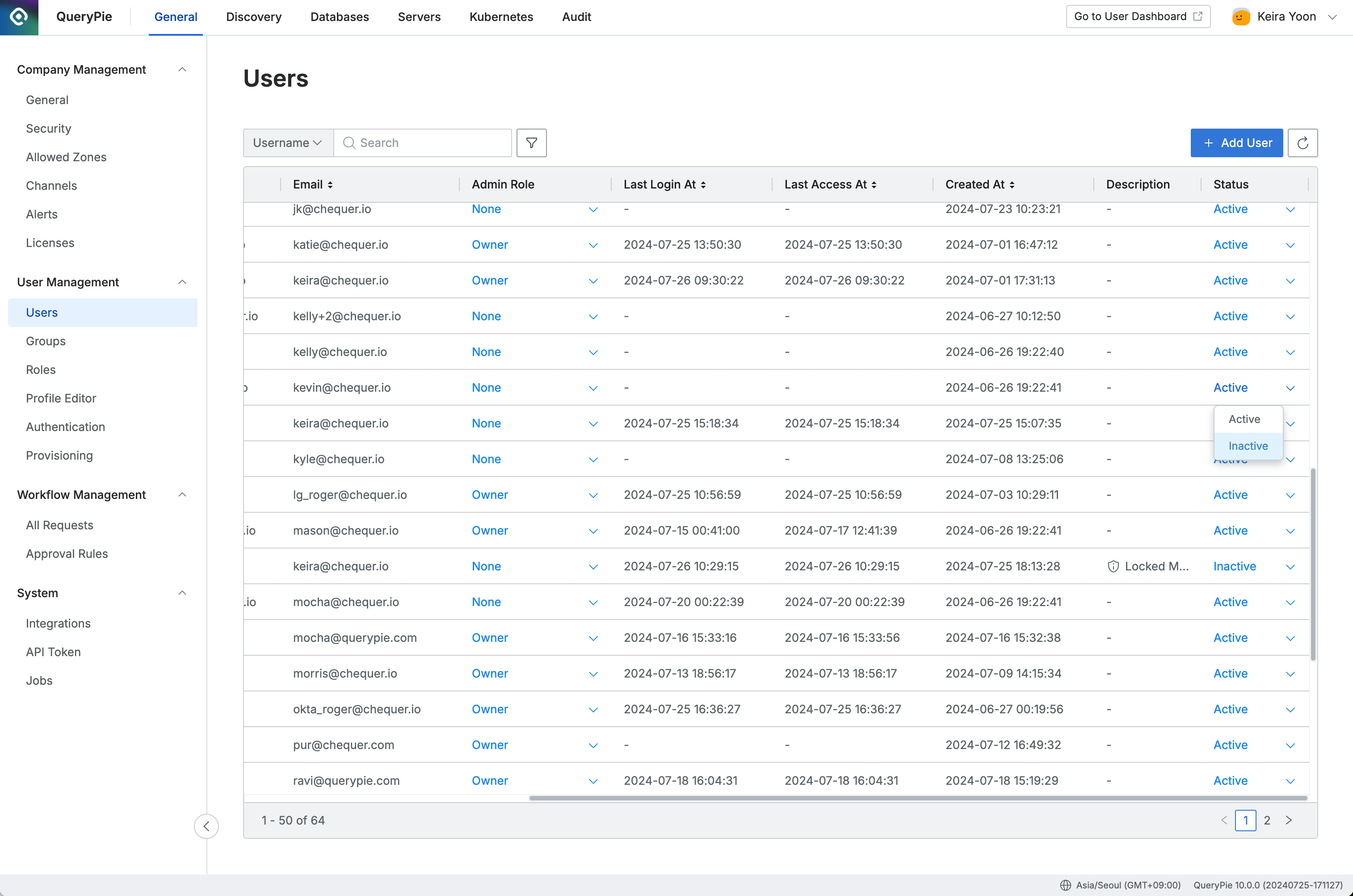 Administrator > General > User Management > Users