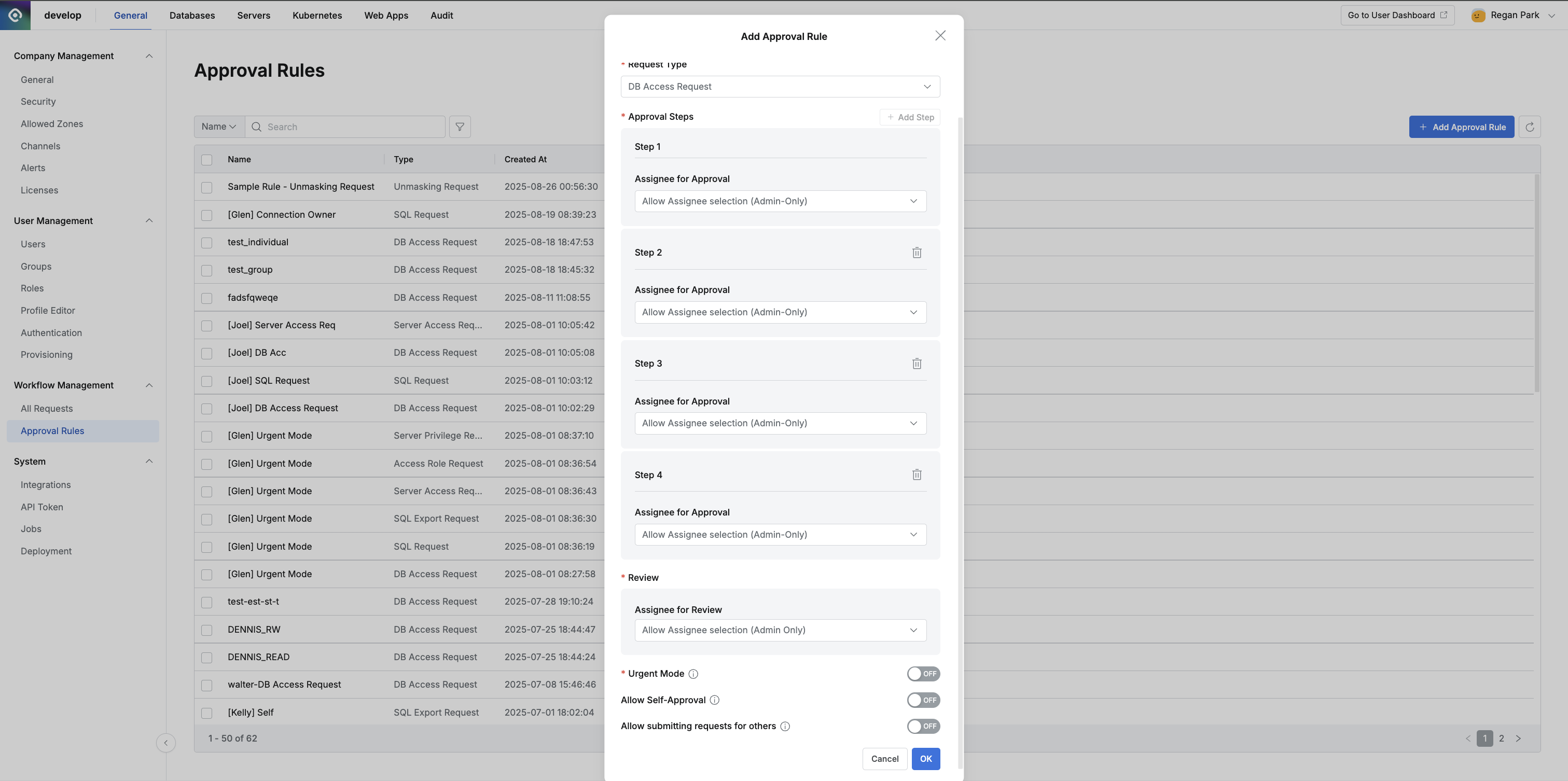 Administrator > General > Workflow Management > Approval Rules > Add Approval Rule
