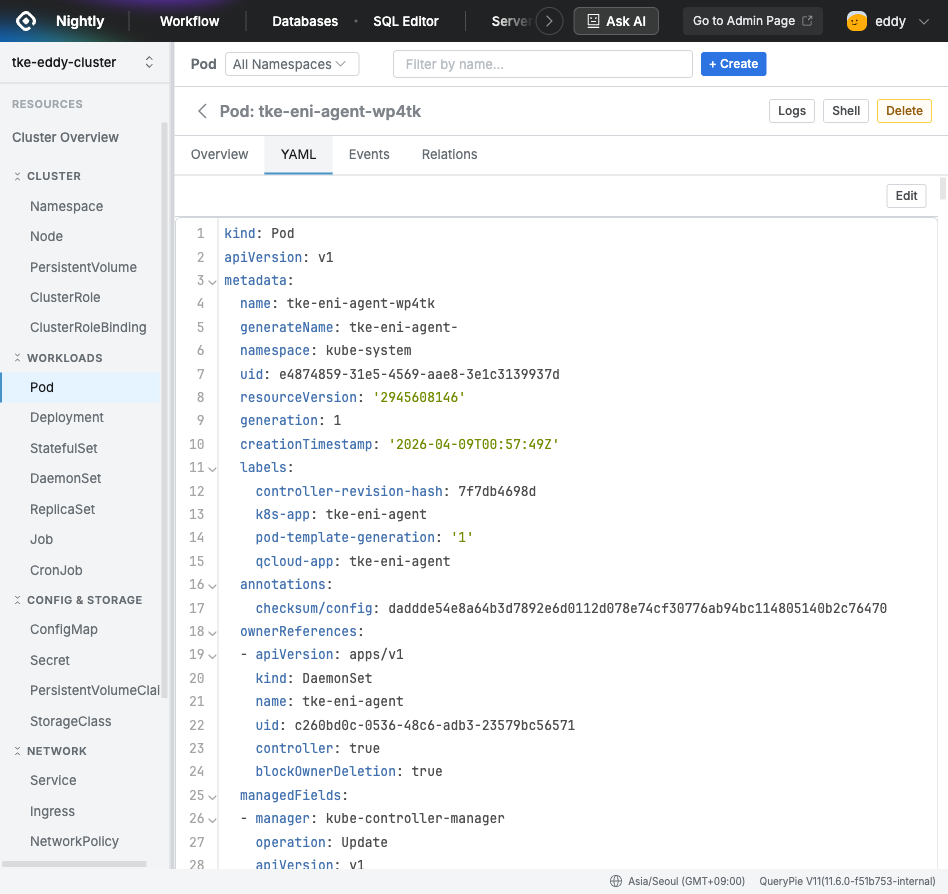 *QueryPie Web > Web Client > Resource Detail > YAML*