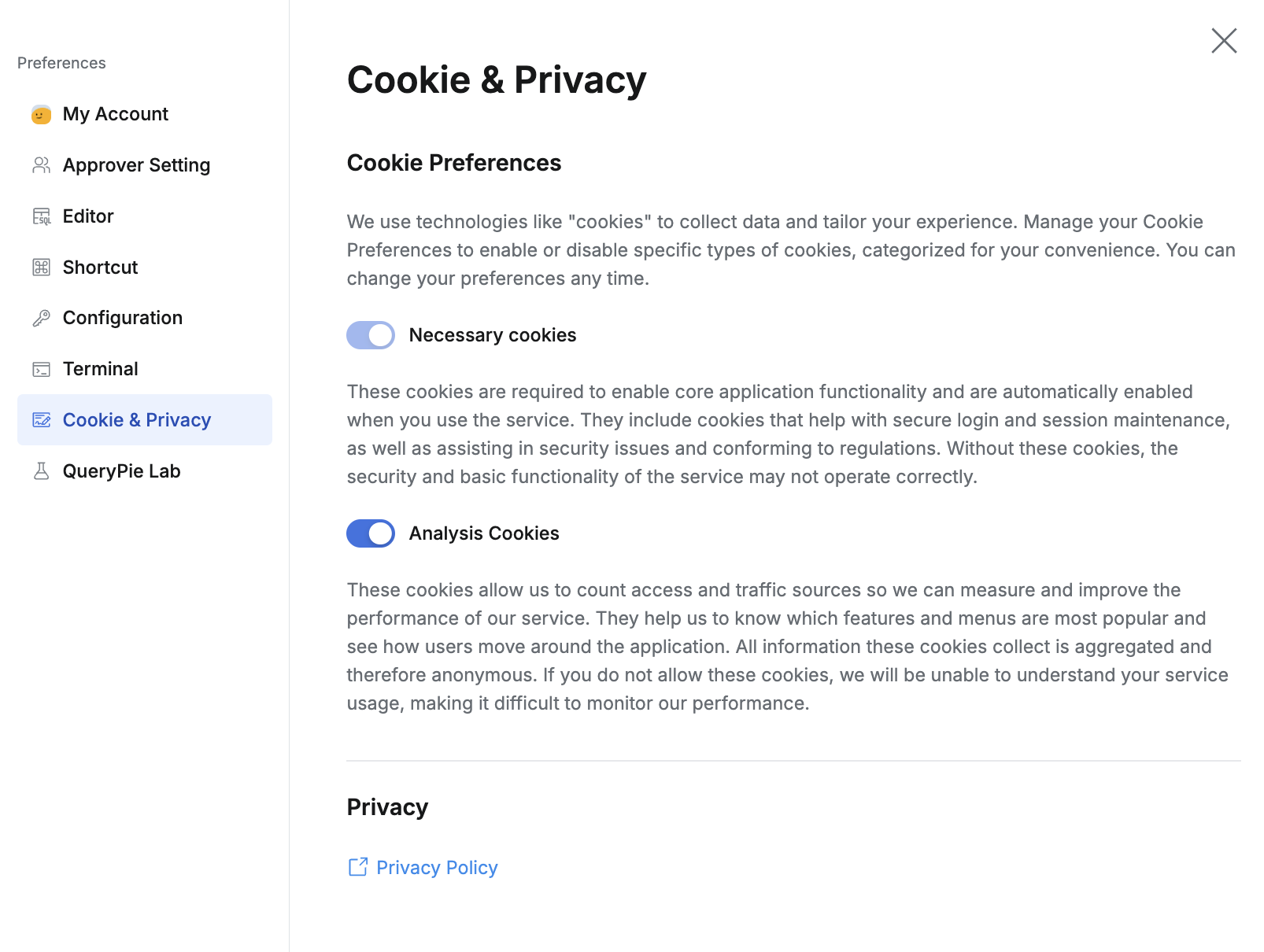 上部メニューバー > Profile > Preferences > Terminal