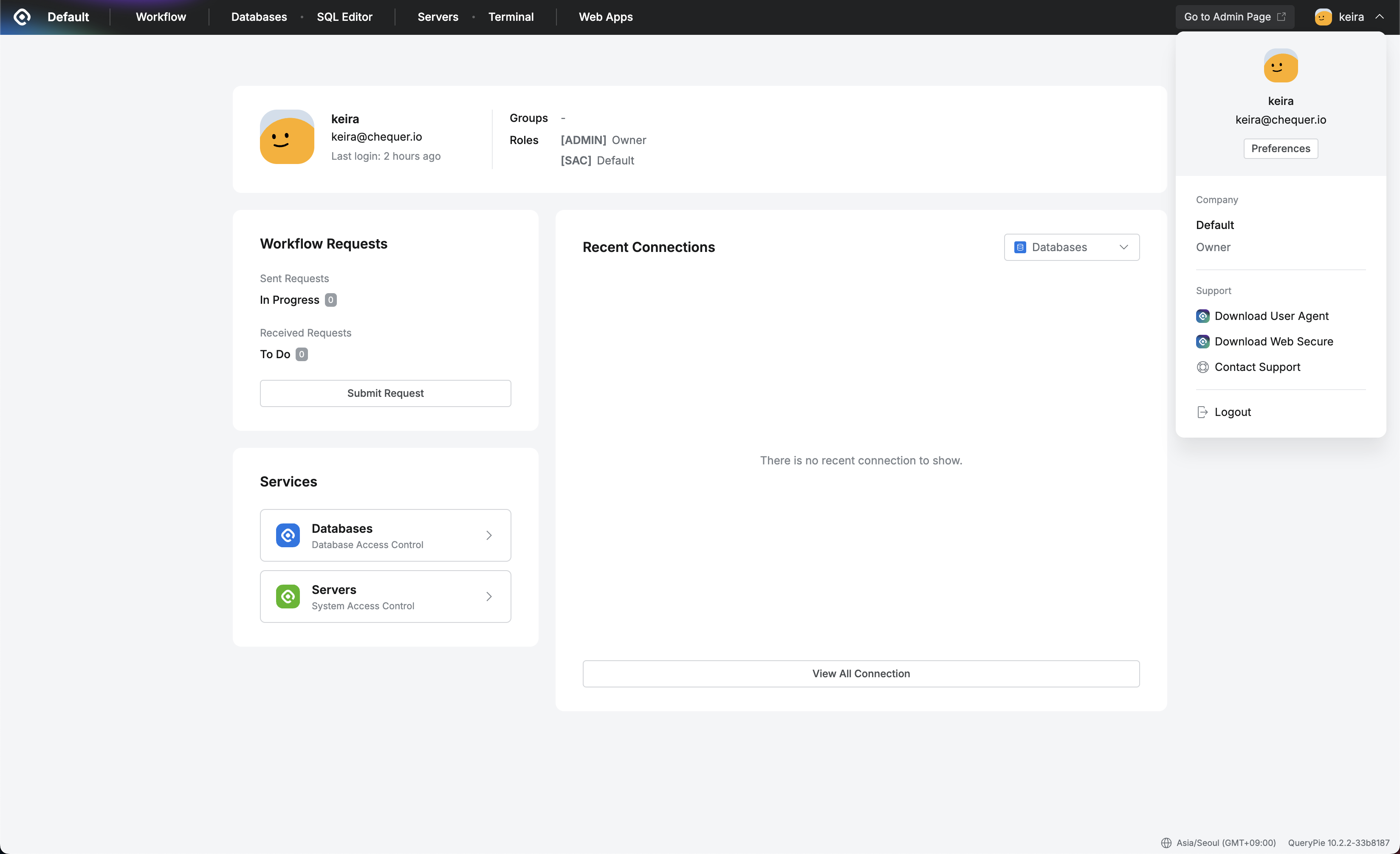 QueryPie > Profile Menu