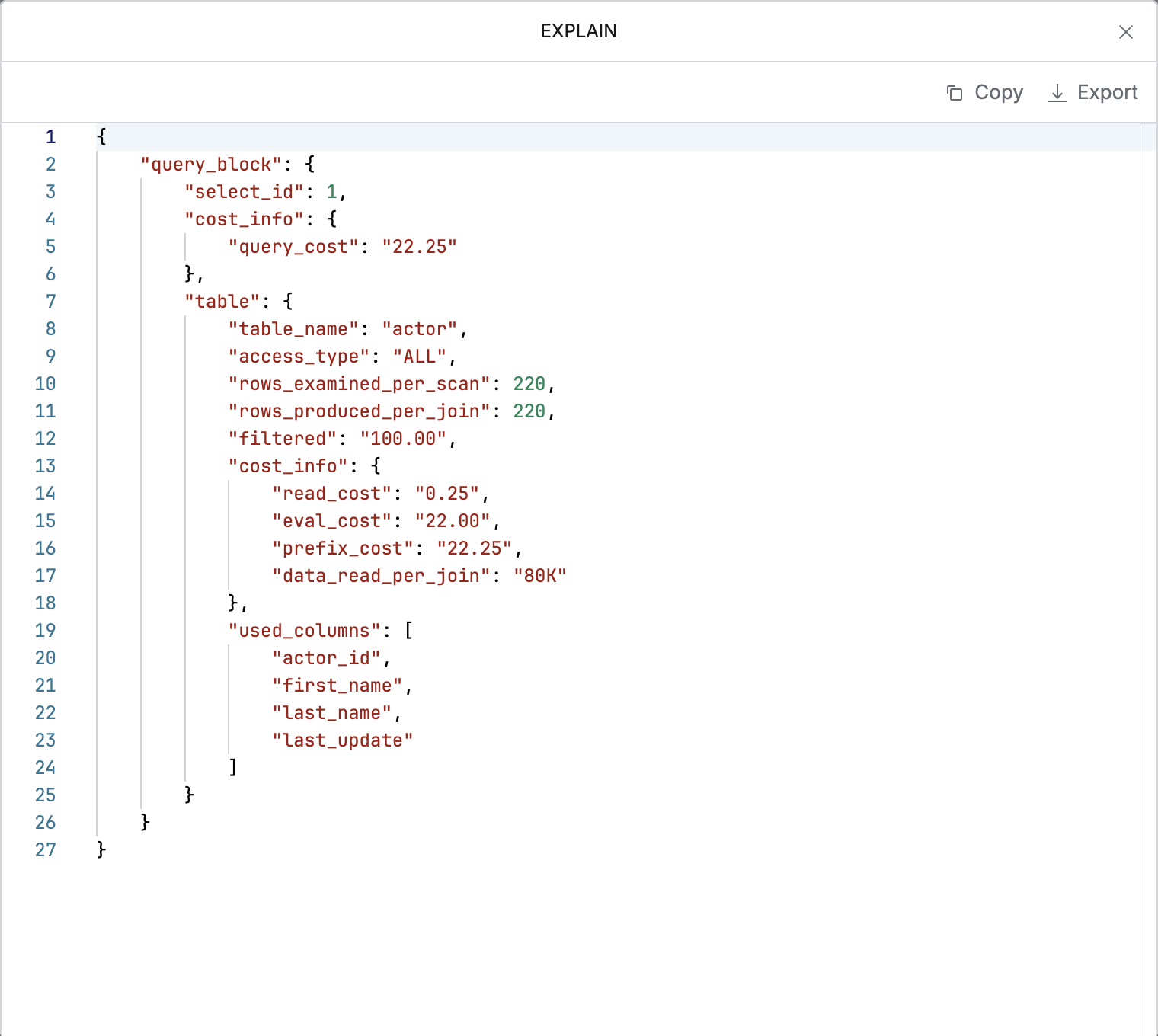 You can copy and export JSON results.